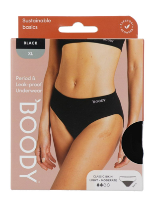 Boody Menstruatieondergoed Bikinislip Zwart Licht / Normaal Maat XL Boody Menstruatieondergoed Bikinislip Zwart Licht / Normaal Maat XL