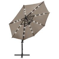 VidaXL Zweefparasol met paal en led-verlichting 300 cm taupe - thumbnail