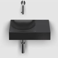 Clou Vale Fontein Met Voorbewerkt Kraangat Rechts Met Geïntegreerde Afvoer Zwart Mat Keramiek 38 cm Clou - thumbnail