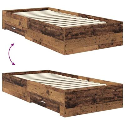 Bedframe met hoofdeinde Oudhout 90 x 200 cm Bewerkt hout