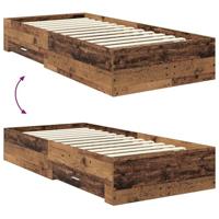 Bedframe met hoofdeinde Oudhout 90 x 200 cm Bewerkt hout - thumbnail