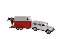 Kids Globe die-cast land rover met paardentrailer 1:32 - thumbnail