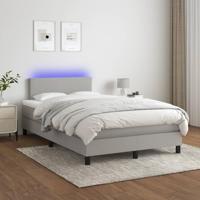 Boxspring met matras en LED stof lichtgrijs 120x190 cm - thumbnail