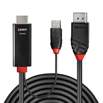 Lindy 41499 video kabel adapter 2 m HDMI + USB Type-A DisplayPort Zwart