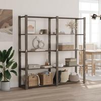 Opbergrek 5-laags 170x38x170 cm massief grenenhout grijs - thumbnail
