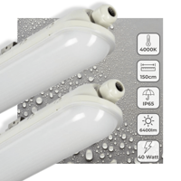2 PACK - LED&apos;s Light Pro Premium LED TL armatuur compleet 150 cm - Waterdicht - 6400 lm - thumbnail