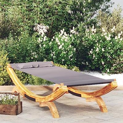 Loungebed 100x188,5x44 cm massief gebogen hout antracietkleurig