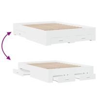 Bedframe met lades bewerkt hout wit 120x190 cm - thumbnail