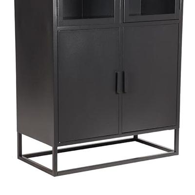 LABEL51 Vitrinekast 'Level', Metaal, 80 x 40 x 190cm, kleur Zwart LABEL51 Vitrinekast 'Level', Metaal, 80 x 40 x 190cm, kleur Zwart