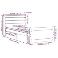 Bedframe met hoofdeinde zonder matras 90x190 cm wit - thumbnail