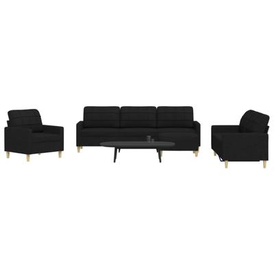 3-delige Loungeset stof zwart