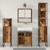 4-delige badkamermeubelset van oud hout, engineered wood - thumbnail