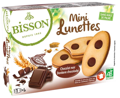 Bisson Gevulde chocoladekoekjes mini lunettes bio 175 Gram