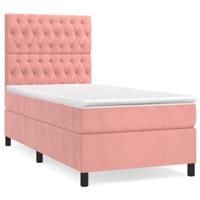 Boxspring met matras fluweel roze 90x190 cm - thumbnail