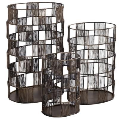 PTMD windlicht stenn ovaal metaal messingkleurig 50 cm set van 3 | 2 stuks