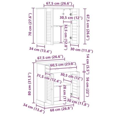 Badkamermeubelset met lade VIGO 2 pcs Bruin 67,5 x 34 x 80 cm