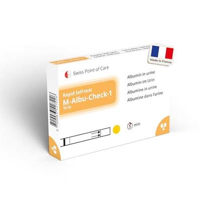 Swiss Point of Care Zelftest m-albu-check 1 Stuks Swiss Point of Care Zelftest m-albu-check 1 Stuks
