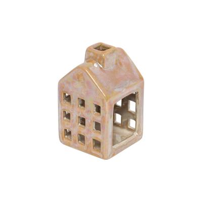 Theelicht huis S geel 6x6x10cm