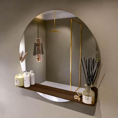 MONDIAZ SPOT spiegel rond 90cm met Spiegelplanchet kleur Rust.