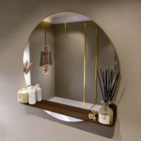 MONDIAZ SPOT spiegel rond 90cm met Spiegelplanchet kleur Rust. - thumbnail