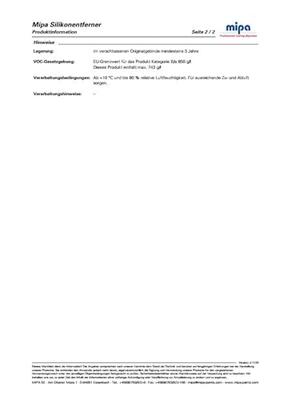 Mipa siliconen verwijderaar, a ii licht ontvlambaar silicone remover 400 ml