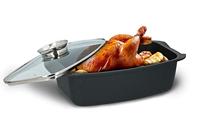 Alpina braadslee met glazen deksel 5.5l 39.5x22.5x10.8 cm zwart - thumbnail