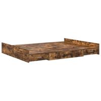 Opbergbedframe met lade Gerookt eiken 135 x 190 cm Bewerkt hout - thumbnail