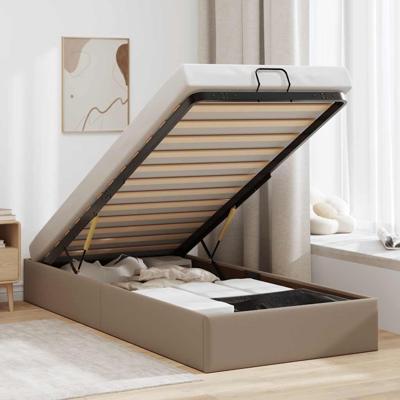 Bedframe zonder matras 90x190 cm kunstleer cappuccinokleurig - thumbnail