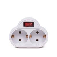 Enzo Randaarde stekkeradapter dubbel schakelaar 6140885 - thumbnail