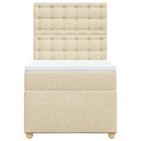 Boxspring met matras stof crèmekleurig 100x200 cm - thumbnail