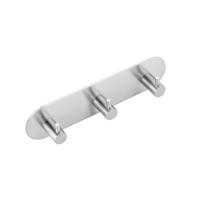 Drievoudige Handdoekhaak Sapho 19x4.6 cm Zelfklevend Geborsteld RVS - thumbnail