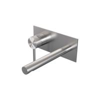 Brushed Carving inbouw wastafelmengkraan met rechte uitloop, afdekplaat model A2 RVS geborsteld PVD - thumbnail