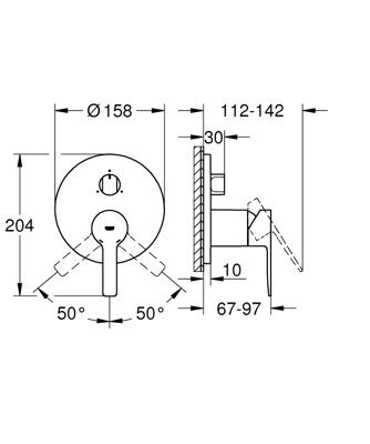 Opbouwdeel GROHE Lineare 3-Weg Hard Graphite Geborsteld
