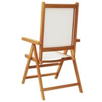 Tuinstoelen 2 st inklapbaar acaciahout en stof crmewit - thumbnail