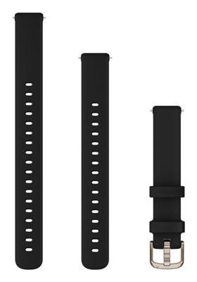 Garmin Lily® 2-band, zwart siliconen met crèmekleurige gouden hardware, Zwarte siliconen met crème gouden hardware, Modern