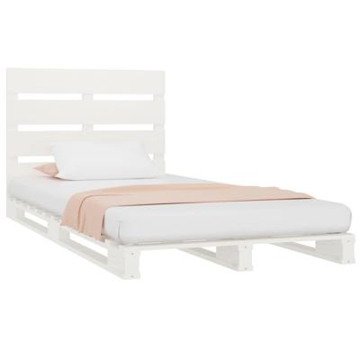 Bedframe zonder matras massief grenenhout wit 90x200 cm