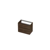 INK - Onderkast 2 Laden Greeploos Fineer Eiken met Houten Keerlijst A-symmetrisch - 800x450x650 Mm - Chocolate Fineer - thumbnail