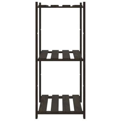 Opbergrek 3-laags 60x38x90 cm massief grenenhout zwart