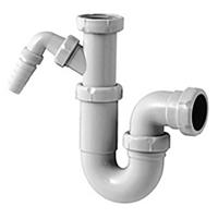 Riko Telescopisch Sifon 1 1/2" x 40mm met Machineaansluiting - Wit - thumbnail