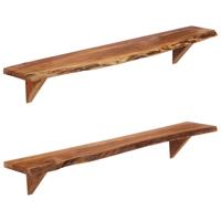 Wandschappen 2 st 110x20x18 cm massief acaciahout - thumbnail