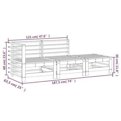 3-delige Loungeset massief grenenhout wit 3-delige Loungeset massief grenenhout wit