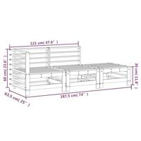 3-delige Loungeset massief grenenhout wit - thumbnail