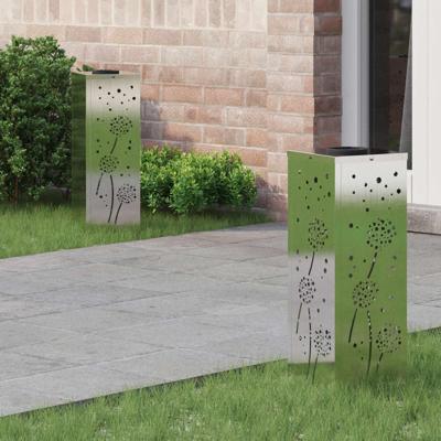 VidaXL Solar led pad licht 2 pcs zilver roestvrij staal