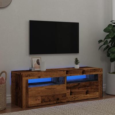 Tv-meubel met LED 120x35x40 cm bewerkt hout oud hout Tv-meubel met LED 120x35x40 cm bewerkt hout oud hout