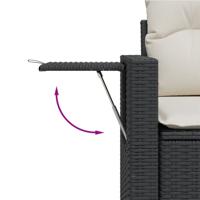 6-delige Loungeset met kussens poly rattan zwart - thumbnail
