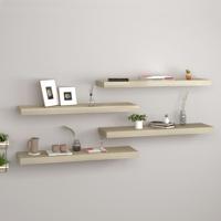 Wandschappen zwevend 4 st 80x23,5x3,8 cm MDF eikenkleurig - thumbnail
