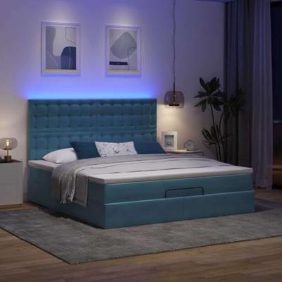 Ottoman bed met matrassen en LED's 160x200cm fluweel