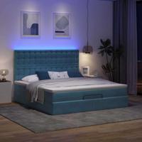 Ottoman bed met matrassen en LED's 160x200cm fluweel - thumbnail