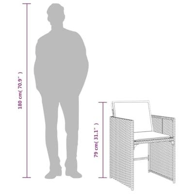 Tuinstoelen 4 st met kussens poly rattan bruin - thumbnail