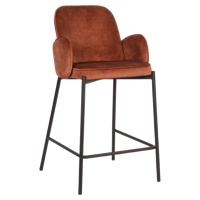 LABEL51 Barkruk 'Jari' Velvet, kleur Roest (zithoogte 65cm) - thumbnail